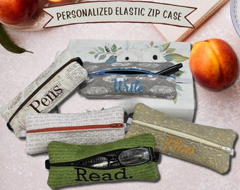 Personalized Elastic Zippered Pouch Pen Bag Notebook Pencil Case for Journal With Name Planner Accessories Gift For Her Travel Accessories