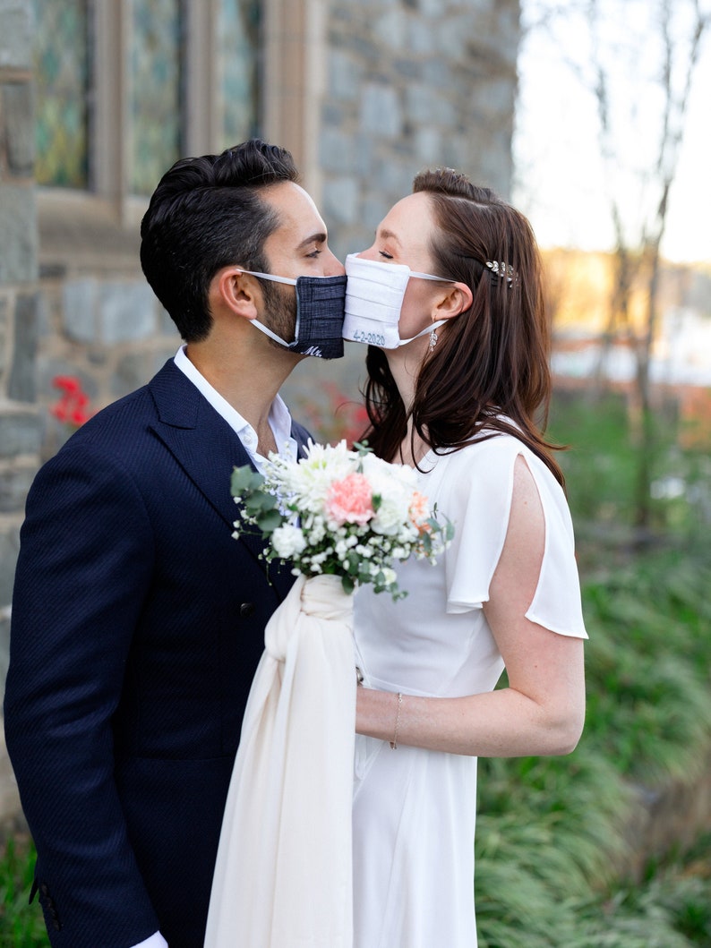 Quarantine Wedding Face Masks 2020 Bride Groom//Wedding image 0