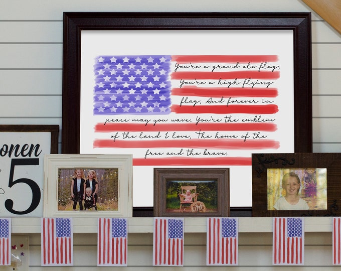 Patriotic Printable Sign Americana Decor Patriotic Flag Banner - Etsy