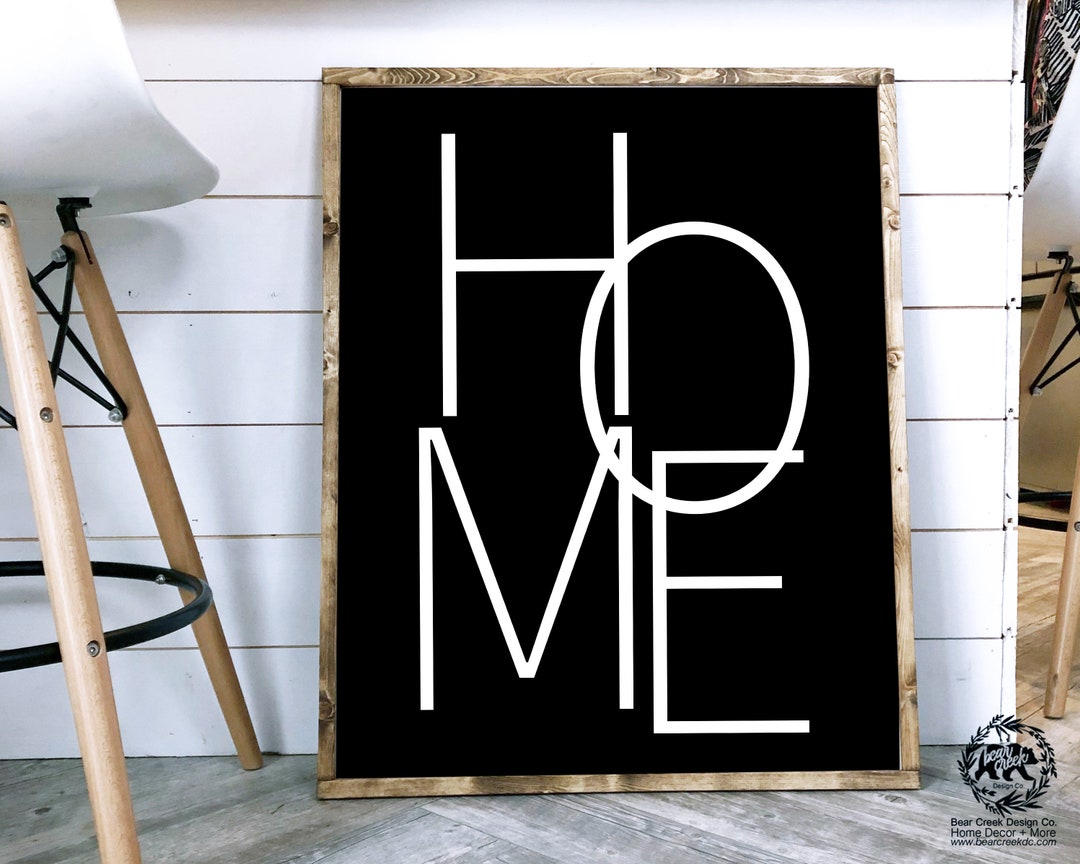 Black HOME SIGN Printable, Home Print, Modern Farmhouse, Digital Home