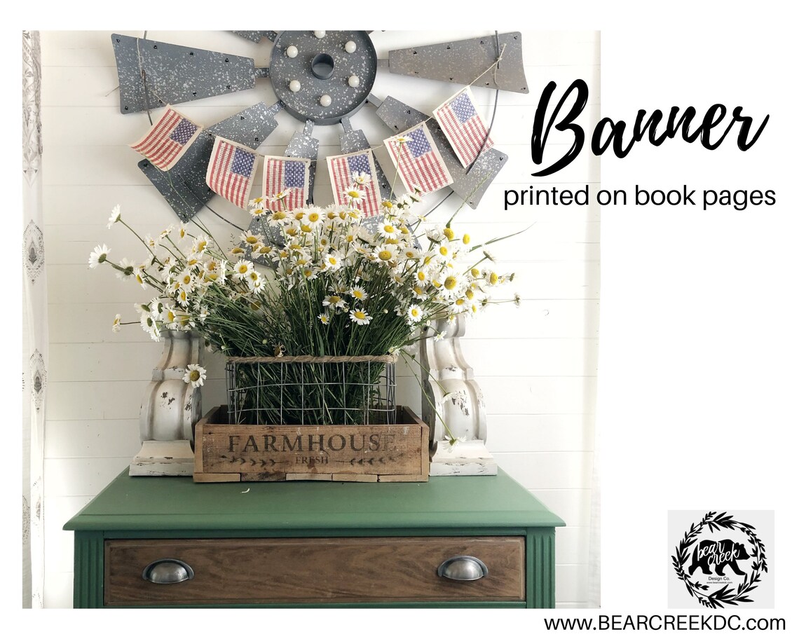 Patriotic Printable Sign Americana Decor Patriotic Flag Banner | Etsy