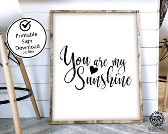 You Are My Sunshine Print  Modern Farmhouse Nursery Sign  Girl Bedroom Wall Quote  You Are My Sunshine Wall Art  You Are My Sunshine Sign