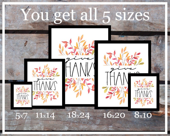 Give Thanks / Give Thanks Printable / Thanksgiving Decor / - Etsy