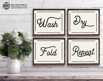 Laundry Room Decor / Wash Dry Fold / Bathroom Printables Set / Laundry Room Sign / Laundry Room Wall Art / Laundry Room Prints / Printables