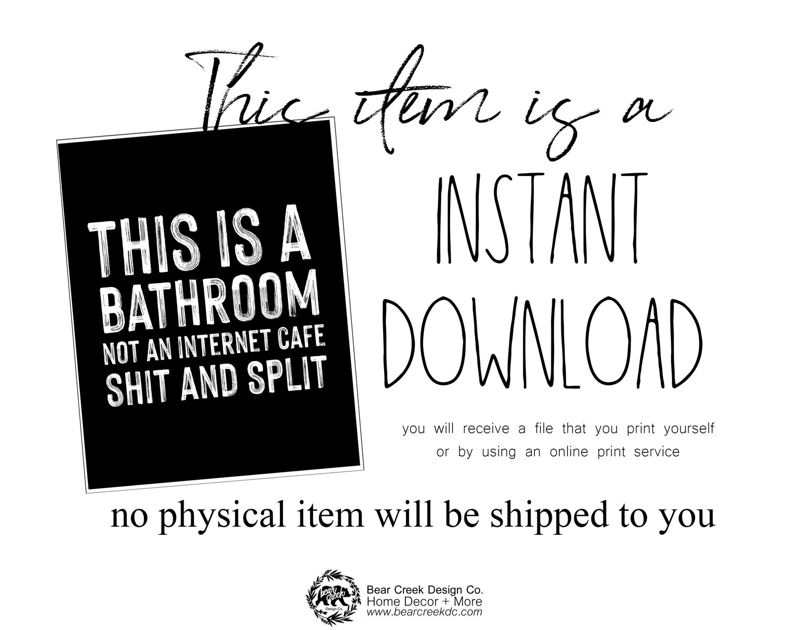 Funny Bathroom Sign Printable This is a Bathroom Not an Etsy