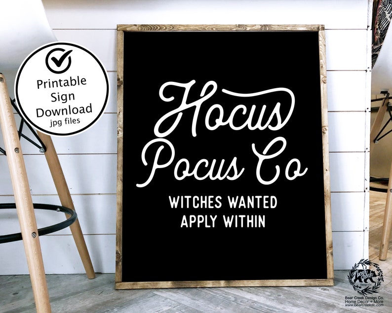 Hocus Pocus Sign / Halloween Printable Sign / Halloween Decor / Halloween Sign / Farmhouse Halloween Decor / Fall Printable Decor image 1
