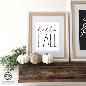 Hello Fall Printable Sign Fall Farmhouse Sign Modern Farmhouse Fall ...