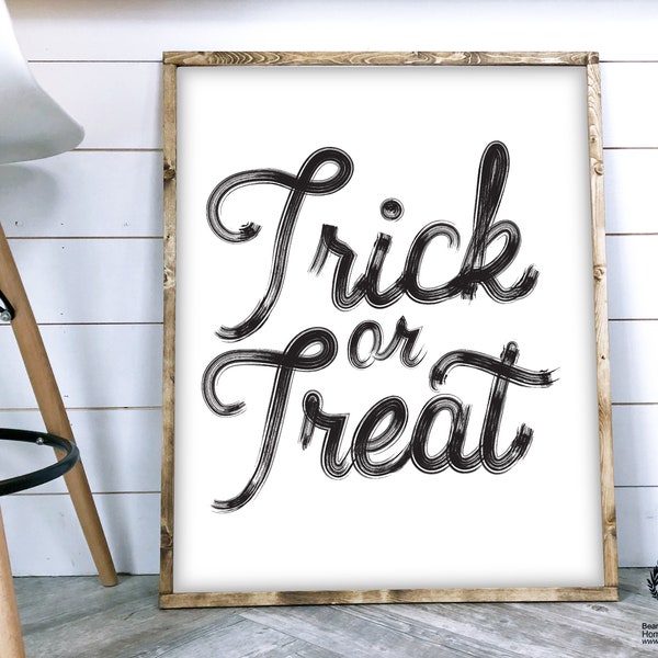 Trick-or-Treat teken afdrukbare digitale print Trick or Treat boerderij Halloween decor Halloween Wall Art Instant Download Halloween decor