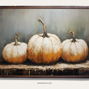 Vintage Kürbis Malerei Druckbare Herbst Wand Kunst Druckbare Stillleben Ölgemälde Impressionist Alt aussehende Malerei Herbst Poster
