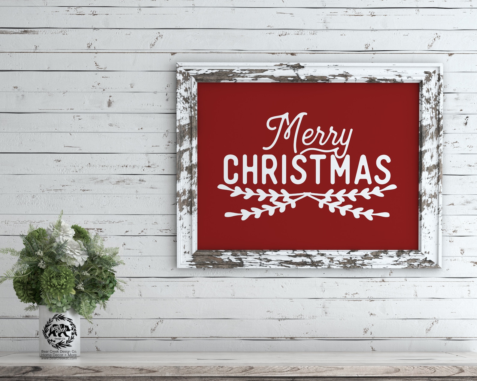 Printable Christmas Signs Merry Christmas Sign Red and White Etsy