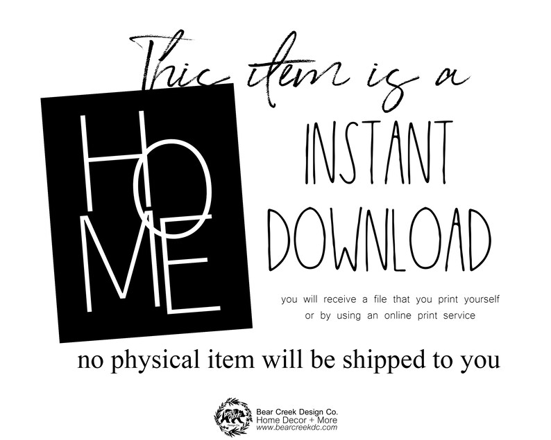 Black HOME SIGN Printable Home Print Modern Farmhouse | Etsy
