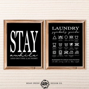 Funny Laundry Room Art Set: Laundry Symbols Guide (Digital Download)