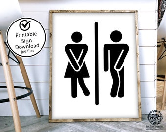 Restroom Sign Printable, Bathroom Sign Printable, Female Male Symbol Sign, Bathroom Wall Decor Prinble Funny, Funny Bathroom Decor, Pee Sign