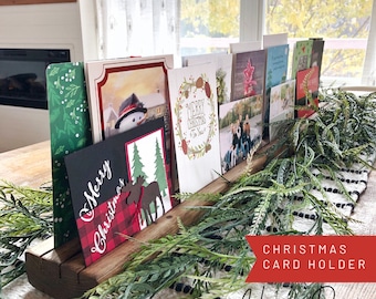 Christmas Card Holder Display, Holiday Card Holder, Card Organizer Greeting Card Display, Farmhouse Wood Decor, Xmas Decorations Centerpiece
