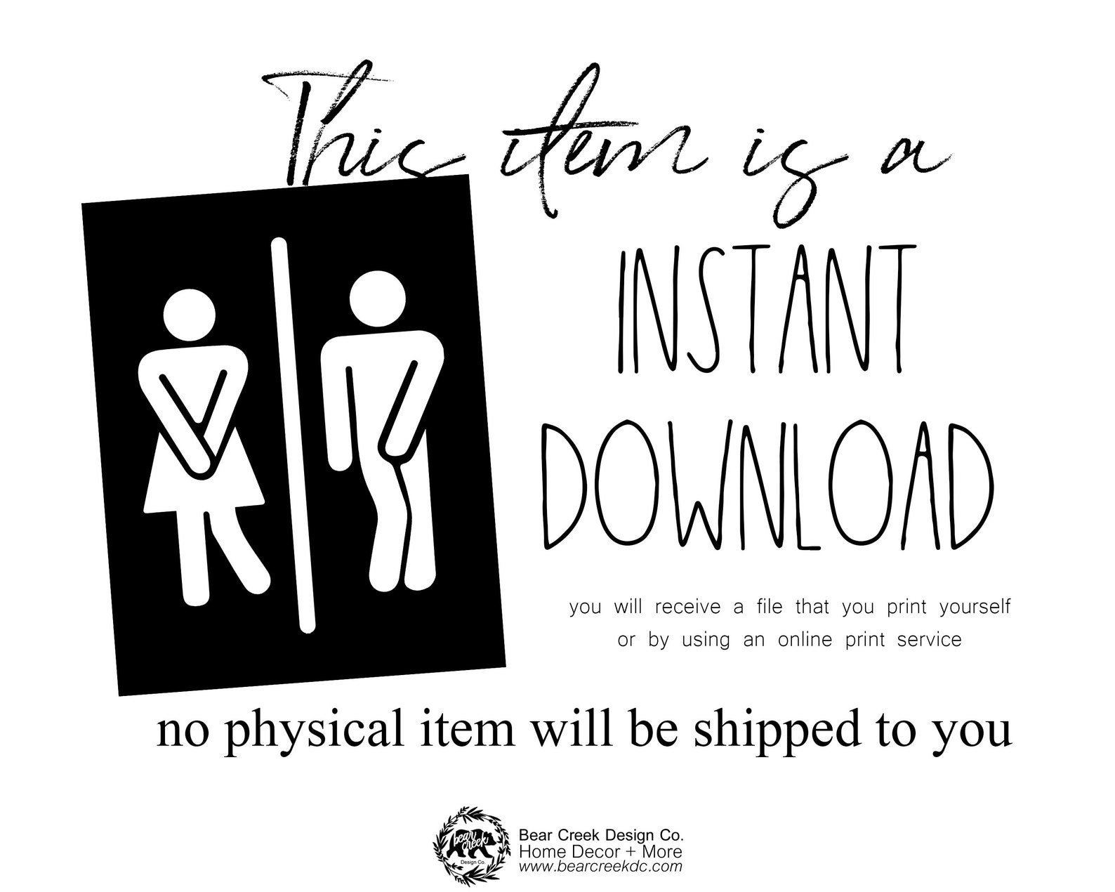 Restroom Sign Printable Bathroom Sign Printable Female Male Etsy