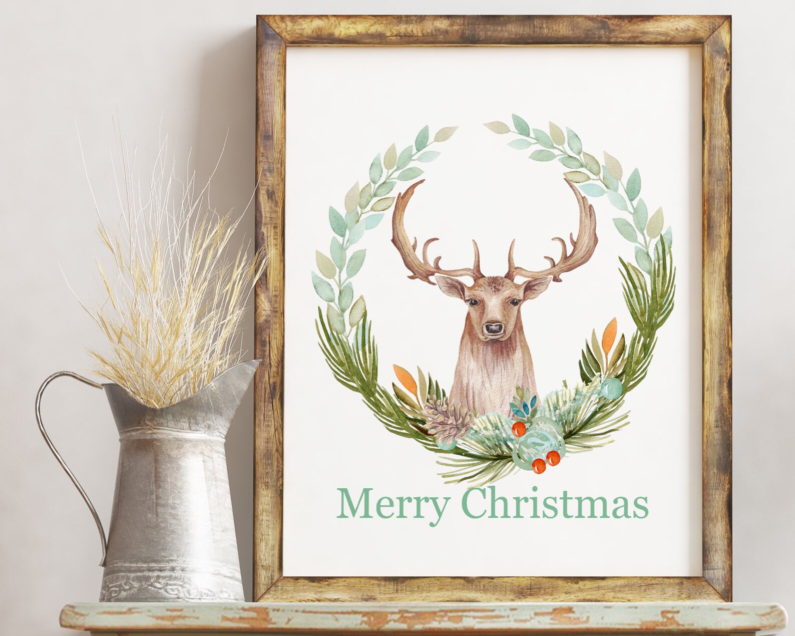 Woodland Deer Printable / Christmas Deer Wall Art / Deer | Etsy