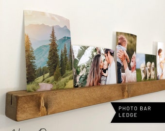 Photo Bar Ledge Shelf Wood Photo Stand for Picture Display for Wall Decor Living Room Decor Aesthetic Wall Hanging Photograph Holder Rail