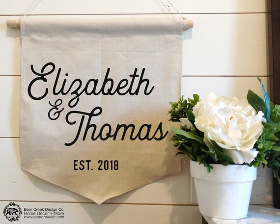 custom wedding banner gift couples names est wedding sign etsy
