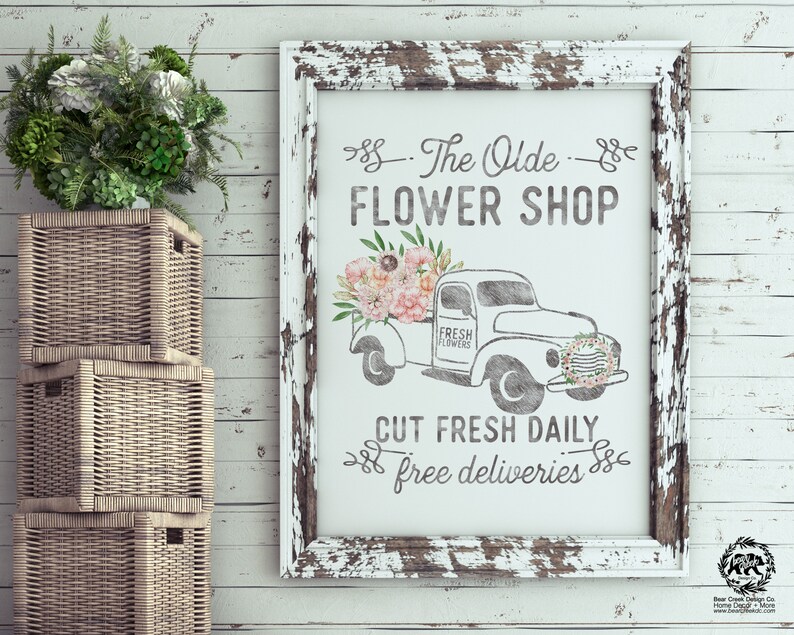 Farm Fresh Flowers Valentine's Day Sign Printable Rustic Etsy