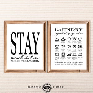Funny Laundry Room Art Set: Laundry Symbols Guide (Digital Download)