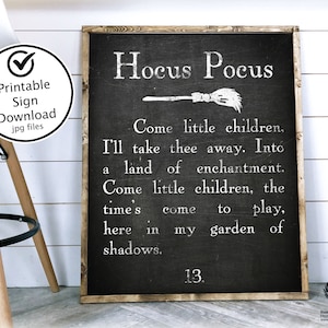 Hocus Pocus Come Little Children Printable Halloween Book Page Sign Sanderson Sister Instant Download Hocus Pocu Decor Hocus Pocus the movie