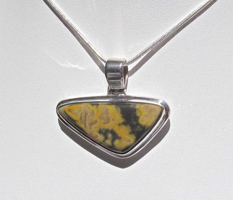 39mm X 30mm X 24mm Vintage Bumble Bee Agate in .925 Sterling Silver Pendant-64.5 Cts