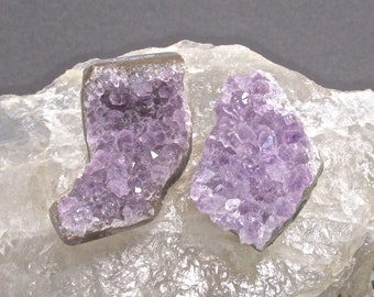 2 Amethyst Drusy/ Druzy Crystal Cluster Cabochons-155 Cts.  Total