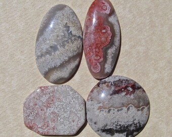 4 Mexican Crazy Lace Agate Cabochons-114 Cts. Total