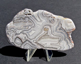 Crazy Lace Agate Polished Slice, Specimen, Collectible, and Lapidary Piece-27.6 Grams. 7.5cm L X 4.4cm W