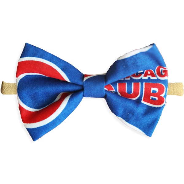 Chicago Cubs Baby Girl Nylon Headband Bow Or Clip - Great For Newborn To Toddler