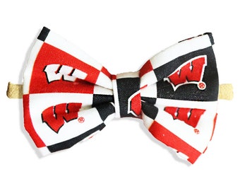Lazo o clip para diadema de nailon para niña de los Badgers de la Universidad de Wisconsin, ideal para recién nacidos y niños pequeños
