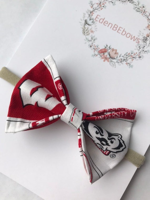 Wisconsin Badgers elastic infant or adult sized headband bow toddler