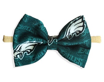 Bandeau en nylon avec nœud ou clip des Eagles de Philadelphie - Idéal pour les nouveau-nés aux tout-petits