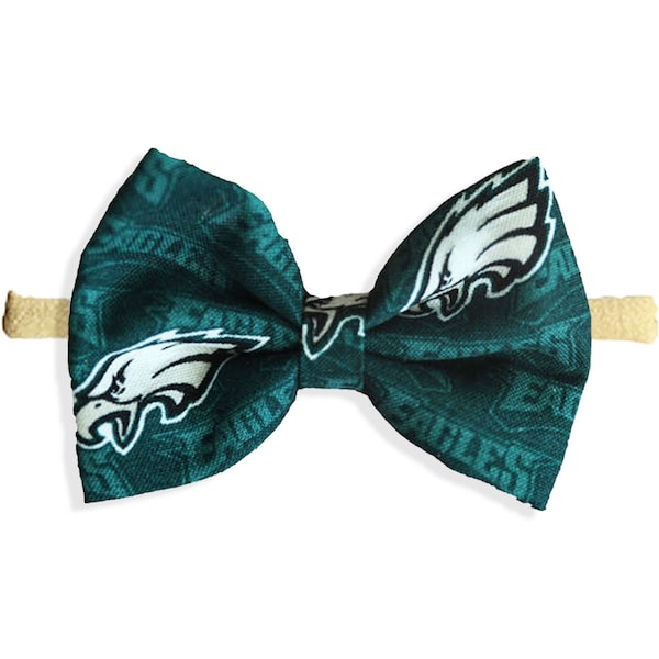 Philadelphia Eagles Nylon Headband Bow or Clip - Great For Newborns To Toddlers