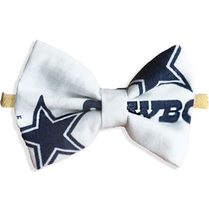 Dallas Cowboys Baby Girl Nylon Headband Bow Or Clip - Great For Newborn To Toddler