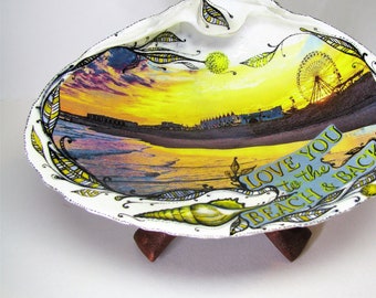 Seashell Ring Holder Dish: Hand-Painted Beach Coastal Decor