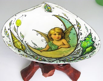 Angel Wings Seashell Trinket Dish: Sympathy Gift, Guardian Angel
