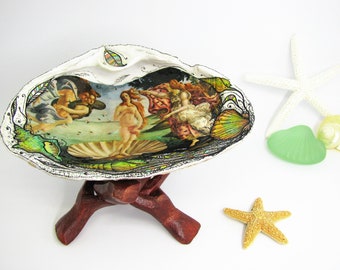 Birth of Venus Seashell Dish: Botticelli Art, Coastal Home Decor