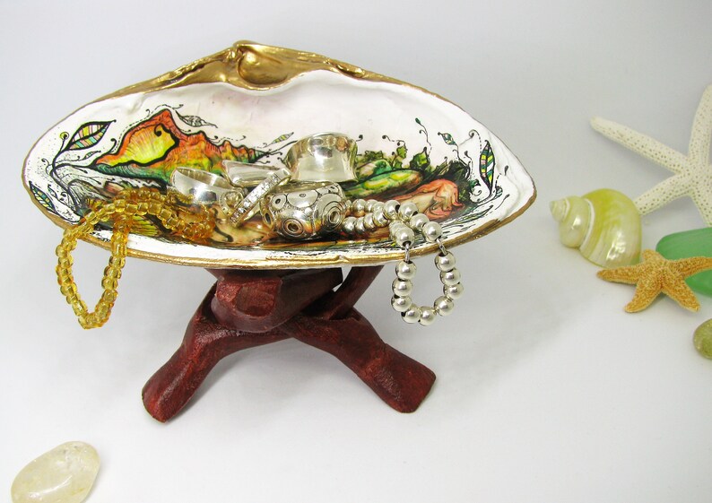 Sea Shells Ring Jewelry Dish Guardian Angel Wings Personalized Etsy