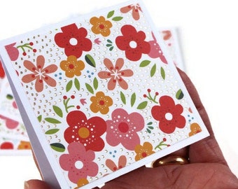 Bright and Floral Mini Cards, Floral, Spring, Summer, Gift Tags, Thank you Cards, Note cards, 3x3 inch cards, Mini Note Card Set, Set of 8