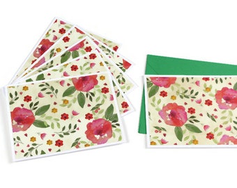 Spring Floral Notecard set, Blank Note Cards, Thank you Cards, Note cards, Set of 6