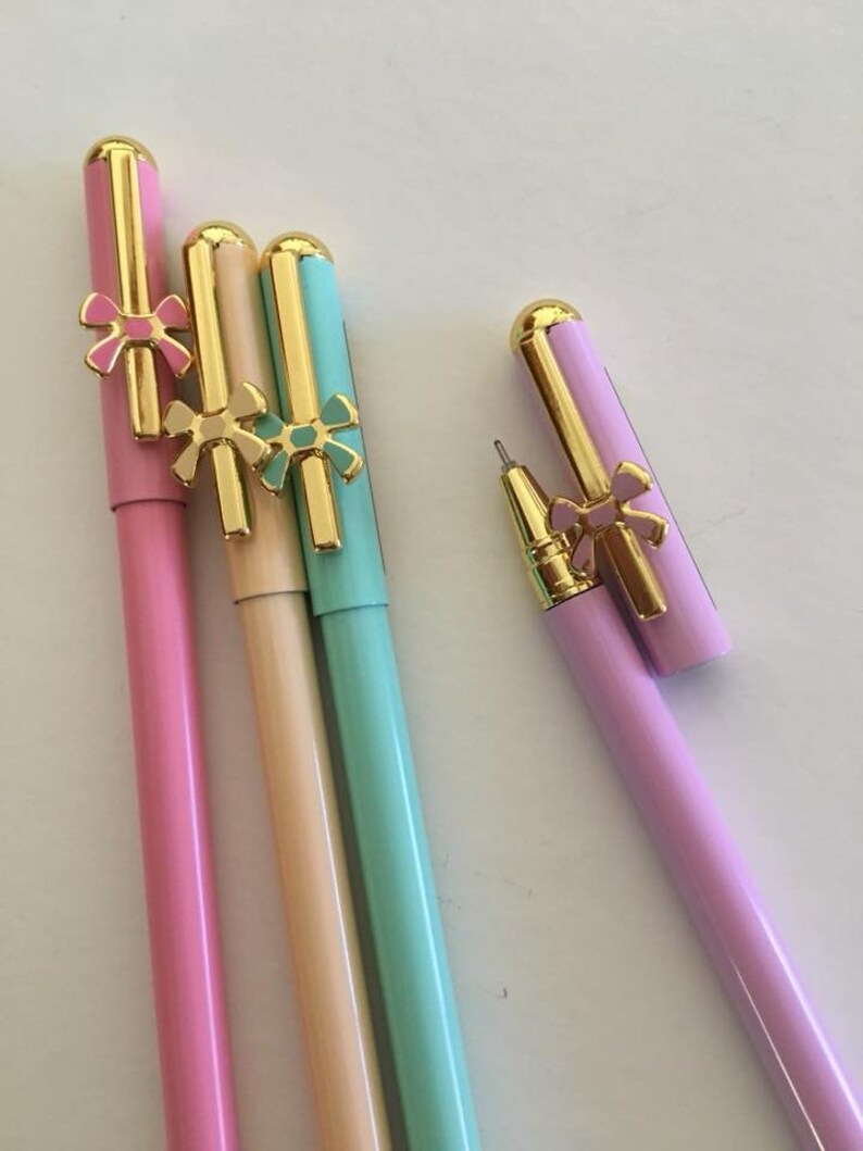 Bow Pens Pretty Bow Pens Black Ink Gel Pens Elegant Pens Etsy