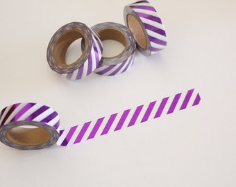 Metallic purple stripes washi tape, stripes washi, purple washi, metallic washi, Washi tape