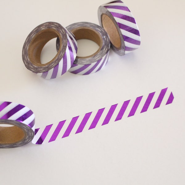 Metallic purple stripes washi tape, stripes washi, purple washi, metallic washi, Washi tape