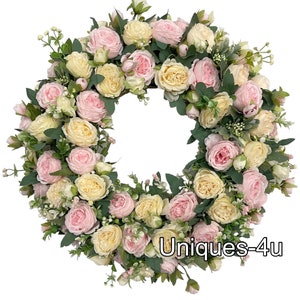 Every day Wreath. Yellow and Pink Peonies Wreath. Silk flowers wreath