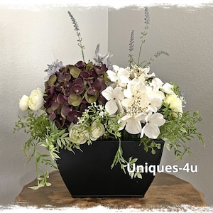 Rectangular Eggplant & White Floral Arrangement