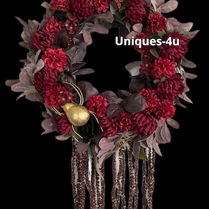 Golden Spider Halloween Wreath