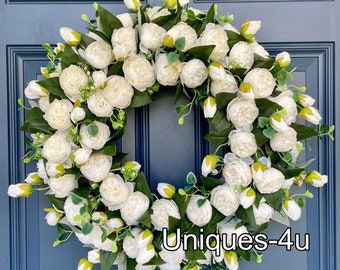 White Peonies Wreath