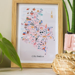 Colombia Illustrated Map / Print /Wall Art / Travel Gift