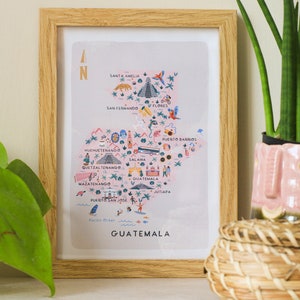 Guatemala Illustrated Map / Print /Wall Art / Travel Gift